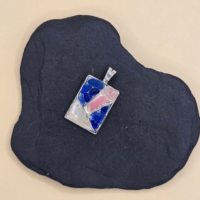 925 Limited Edition Sterling Silver Mosaic Pendant – Rare Seaglass