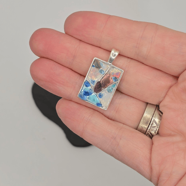925 Limited Edition Sterling Silver Mosaic Pendant – Rare Seaglass