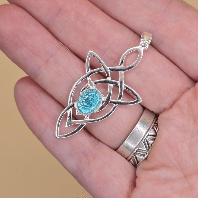 925 Elven-esque Celtic Knot Pendant with Rare Seaglass