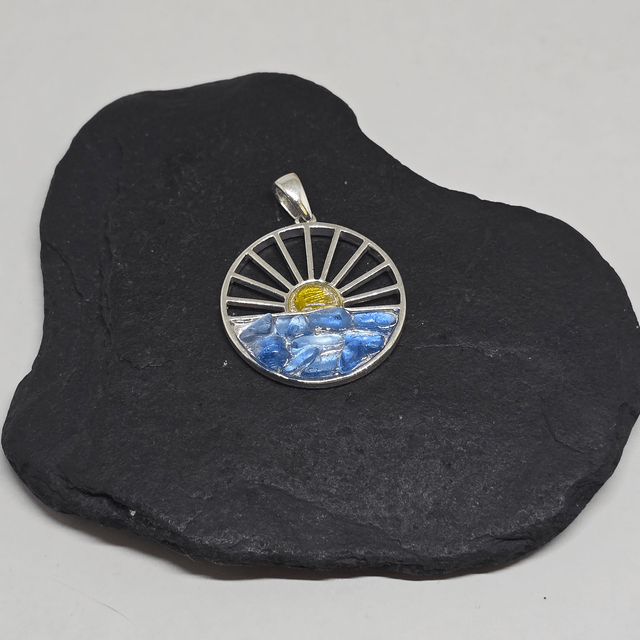 925 Sterling Silver Seaglass Sun Set Pendant