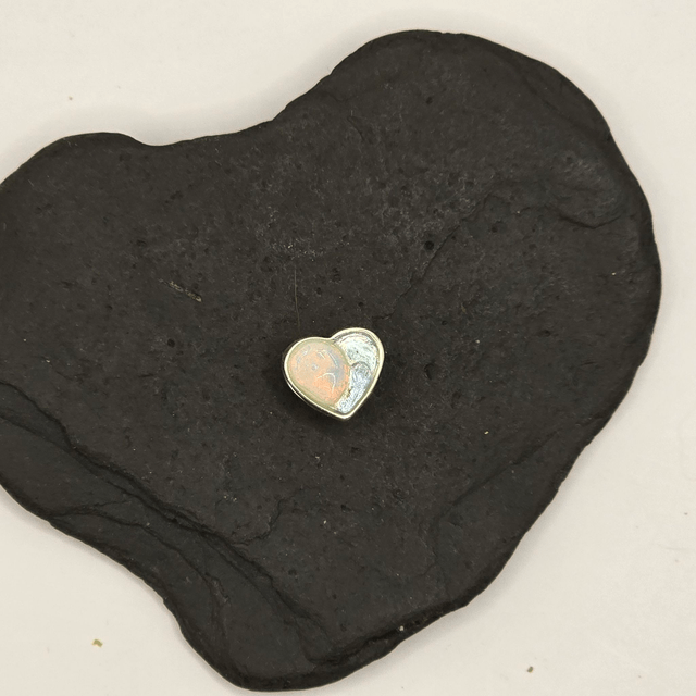 925 Rare Opalesque & Aqua Seaglass Charm Sterling Silver