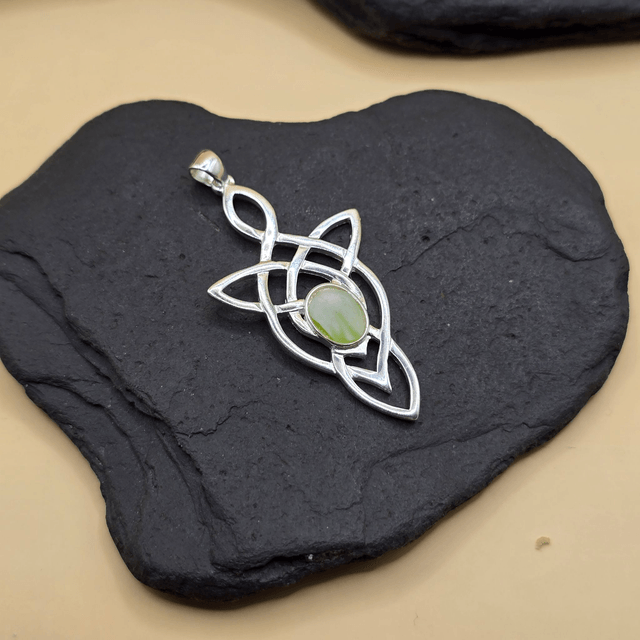 925 Elven-esque Celtic Knot Pendant with Rare Seaglass