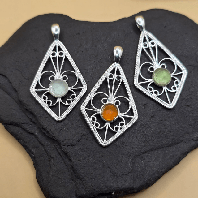 925 Sterling Silver Kite Butterfly Pendant - Scottish Seaglass