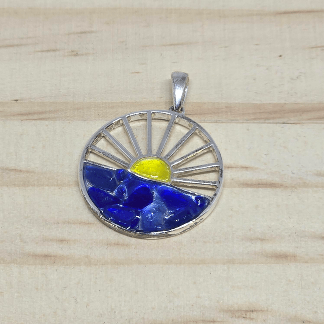 925 Sterling Silver Seaglass Sun Set Pendant
