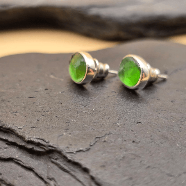 925 Studs Small Seaglass Ovals