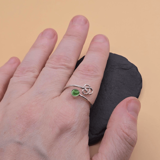 925 Sterling Silver Celtic Tides Ring with Unique Berwickshire & Scottish Seaglass