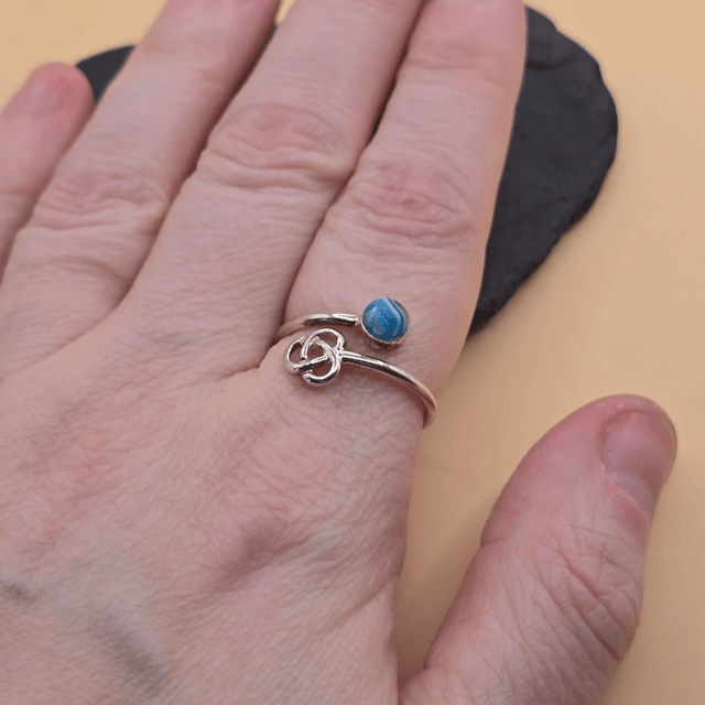 925 Sterling Silver Celtic Tides Ring with Unique Berwickshire & Scottish Seaglass