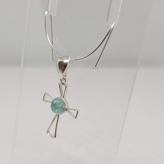 Seconds: Sterling Silver Petite Seaglass Cross Pendant