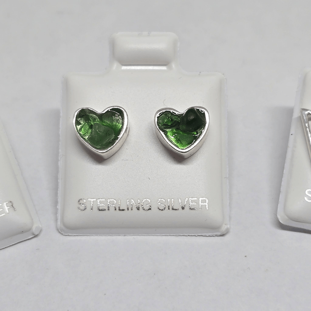 925 Studs Heart Earrings with Scottish Seaglass in Sterling Silver