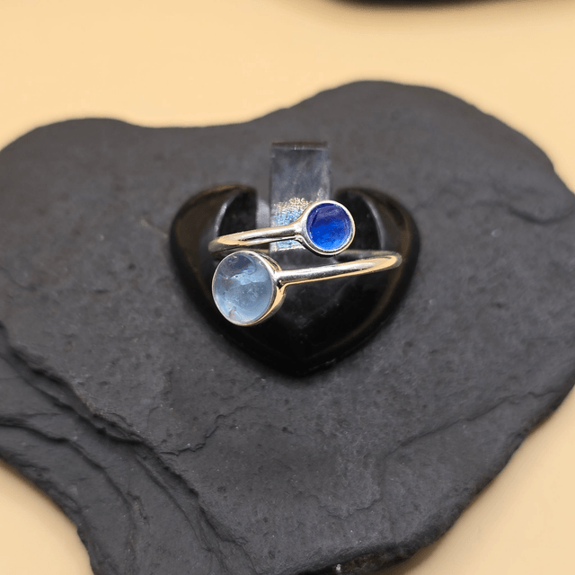 925 Double Circle Ring with Sterling Silver and Berwickshire Seaglass