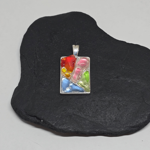 925 Limited Edition Sterling Silver Mosaic Pendant – Rare Seaglass