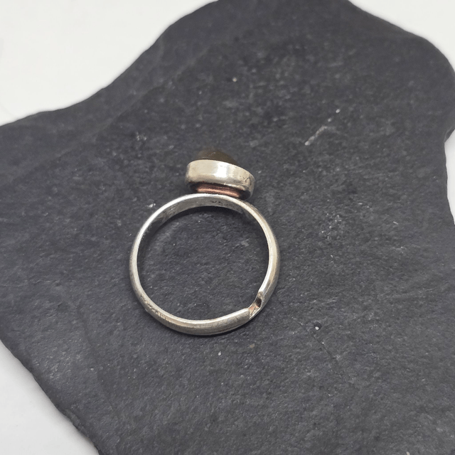 Sale: Sterling Silver Ring with Scottish Seaglass: Yellow Olive