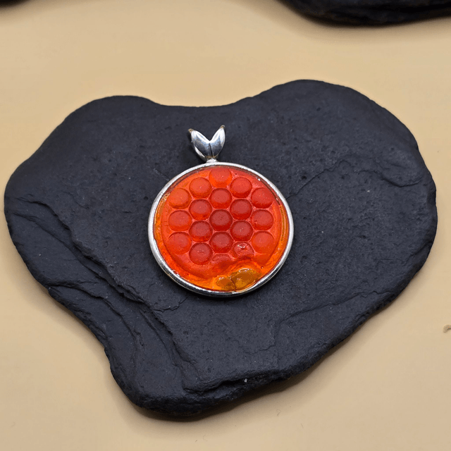 925 Ultra Rare Orange Seaglass Pendant – Sterling Silver (Dunbar Find, 25mm)