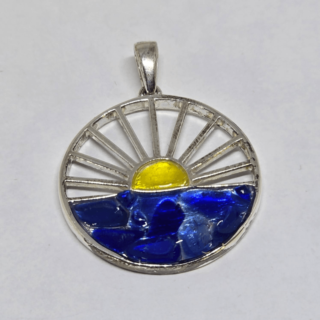925 Sterling Silver Seaglass Sun Set Pendant