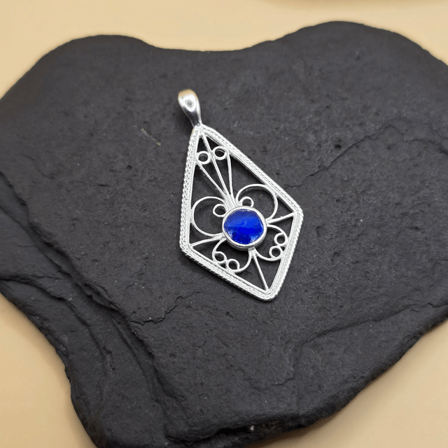 925 Sterling Silver Kite Butterfly Pendant - Scottish Seaglass