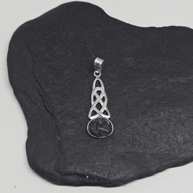 925 Sterling Silver Celtic Teal Seaglass Pendant